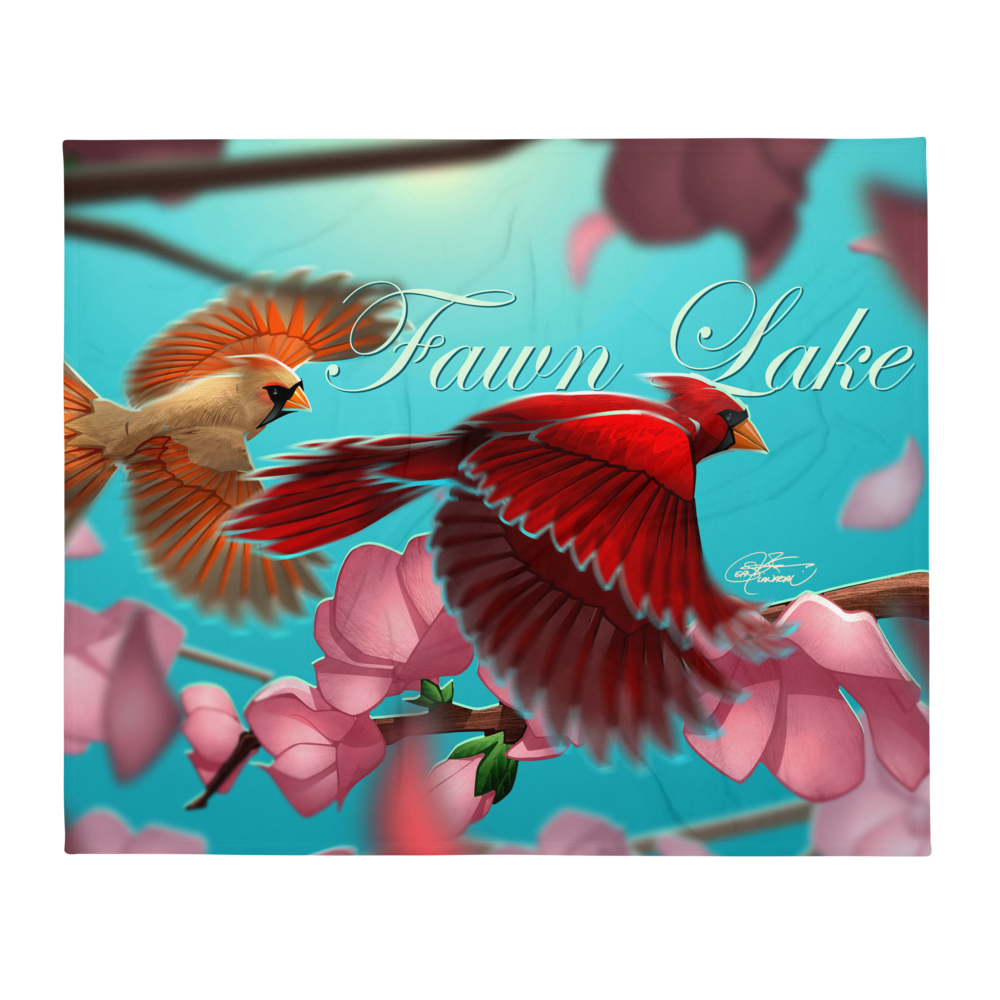 Fawn Lake Cardinals Throw Blanket