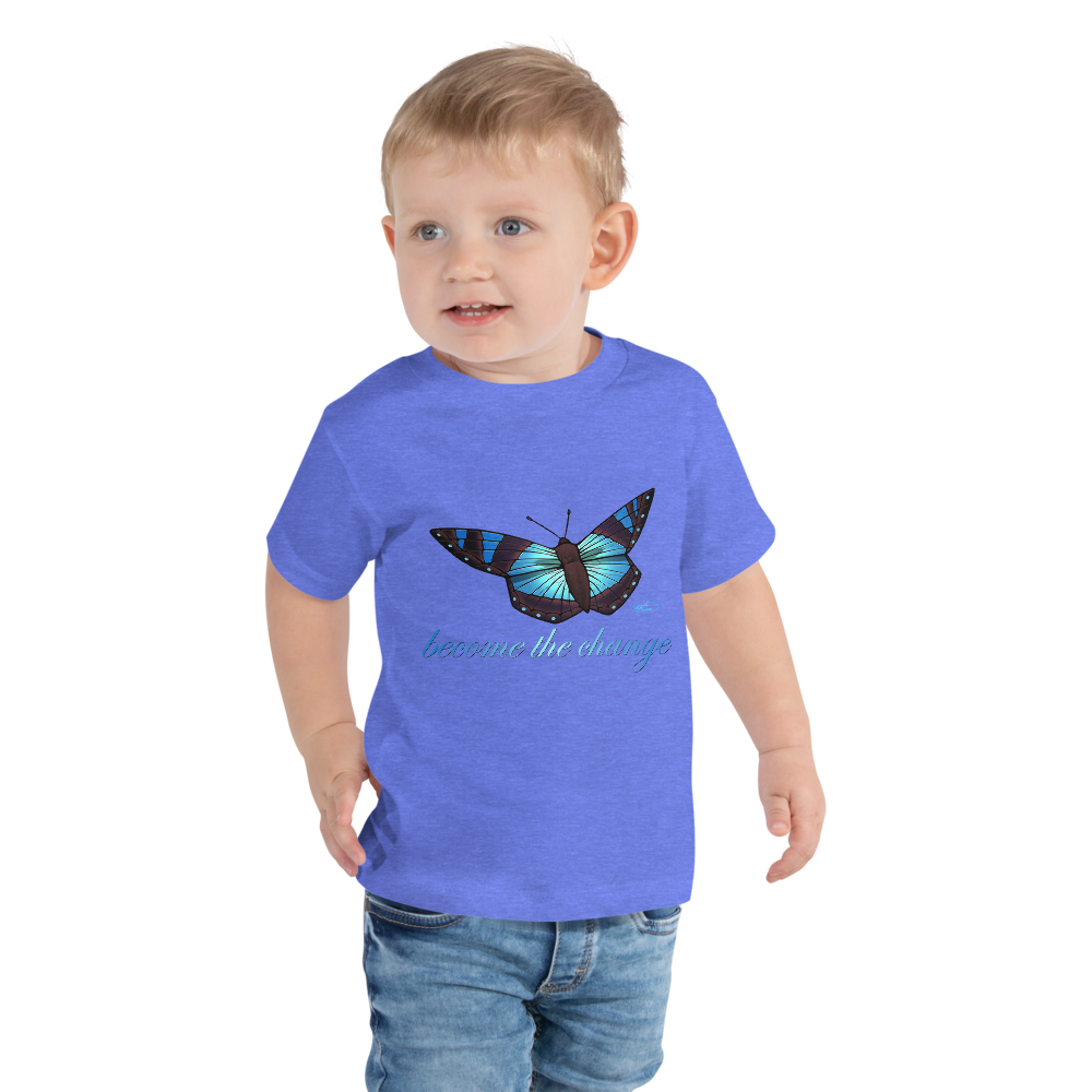Toddler Short Sleeve Blue Butterfly Tee