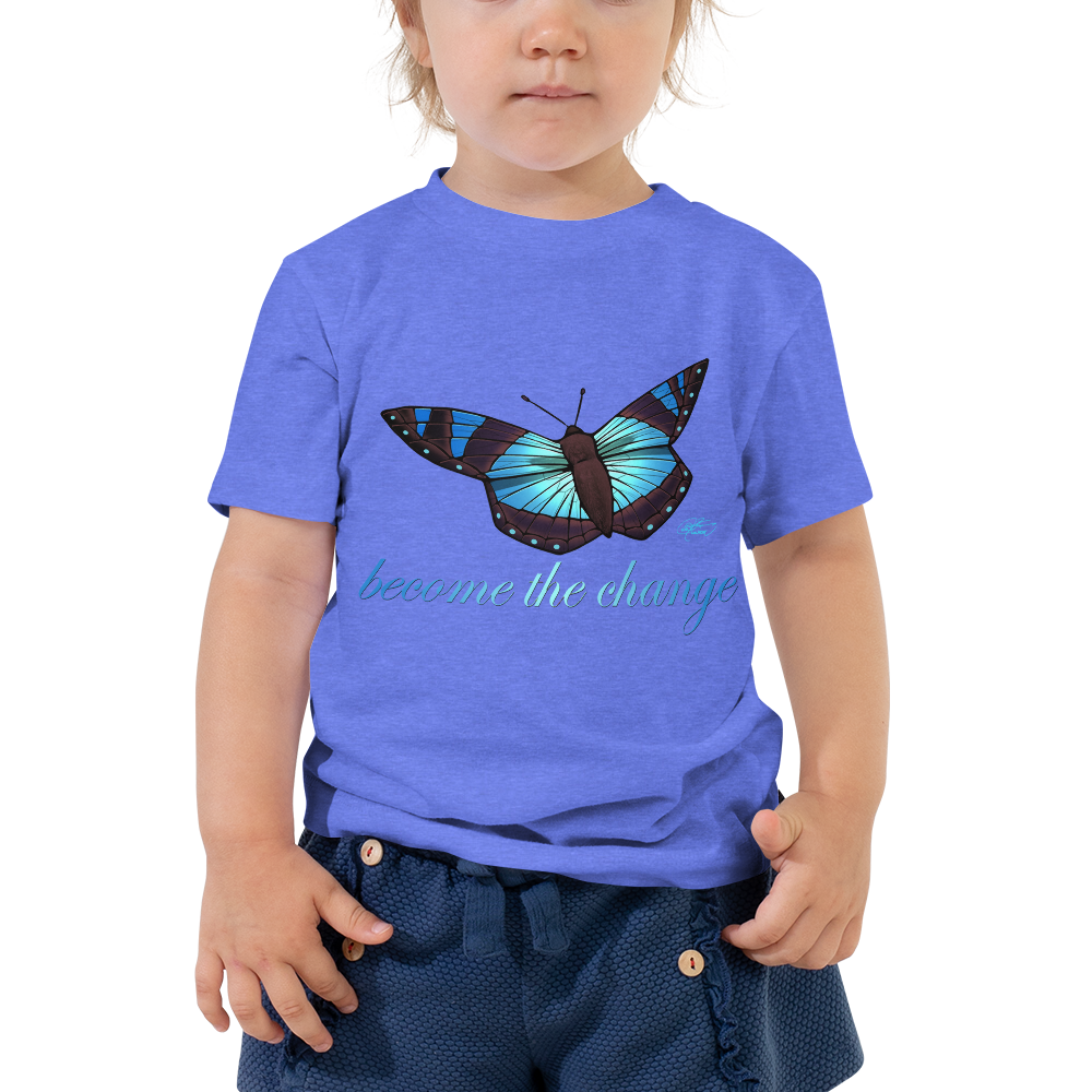 Toddler Short Sleeve Blue Butterfly Tee