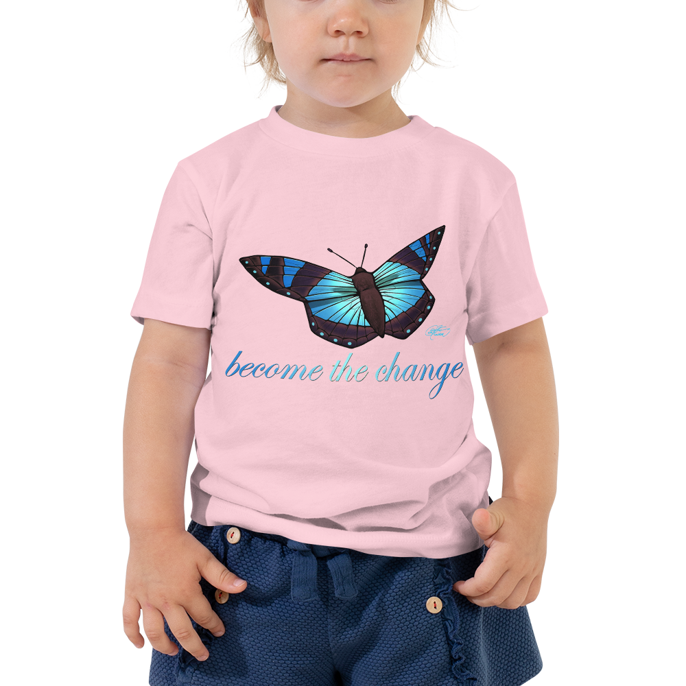 Toddler Short Sleeve Blue Butterfly Tee