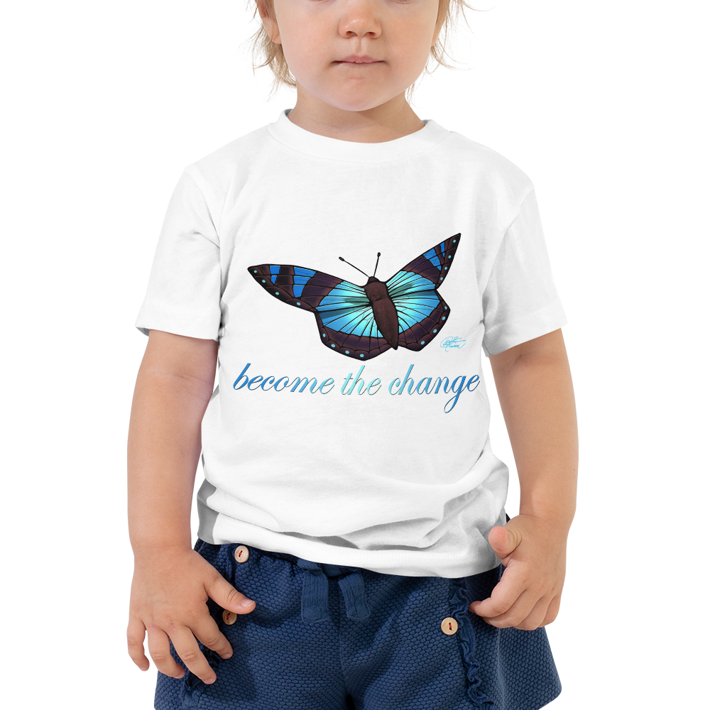 Toddler Short Sleeve Blue Butterfly Tee
