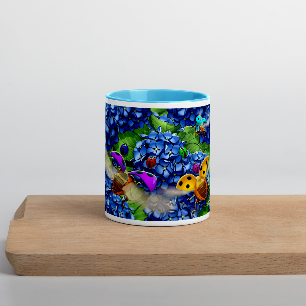 Ladybug & Poinsettia Mug with Color Inside