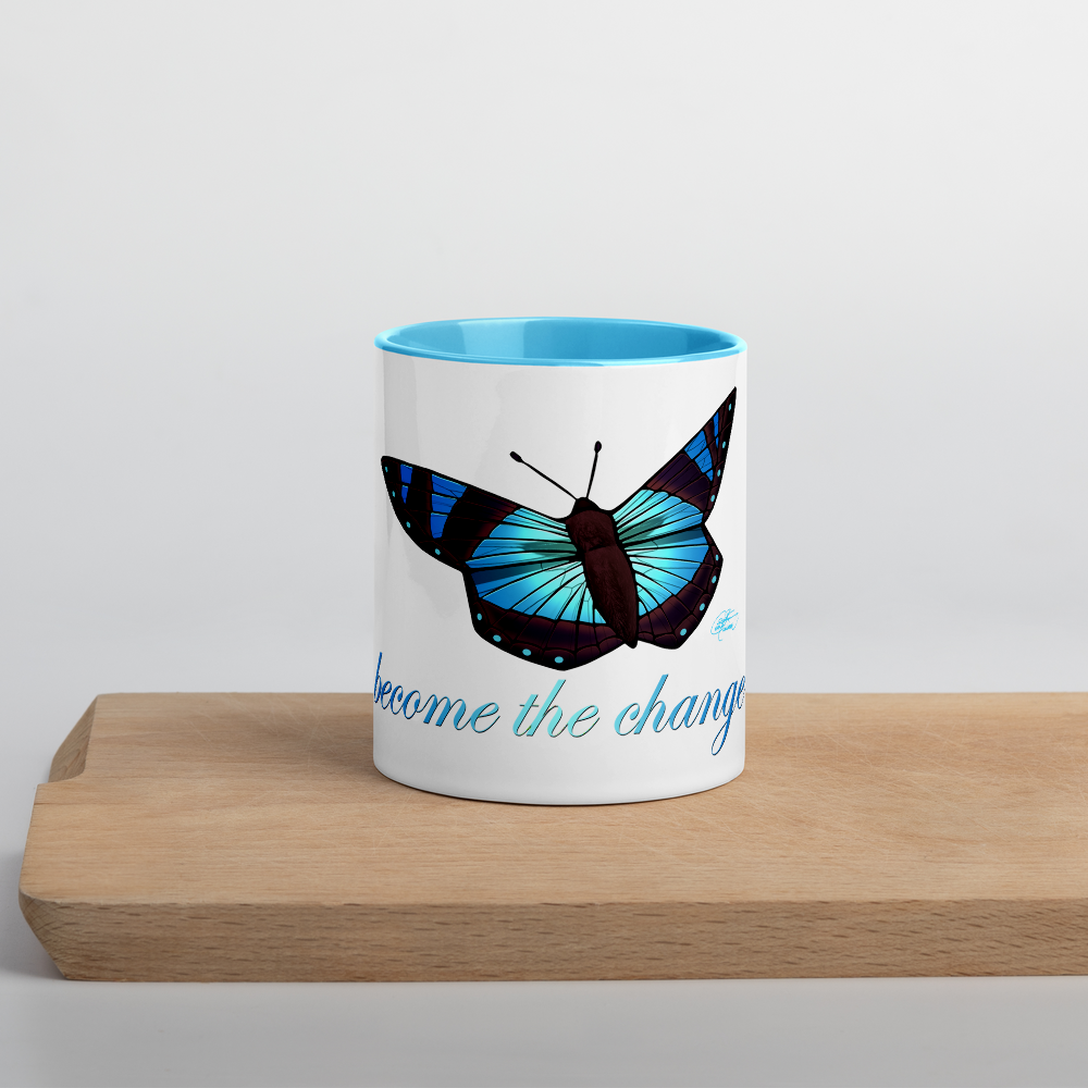 Blue Butterfly Mug with Blue Color Inside