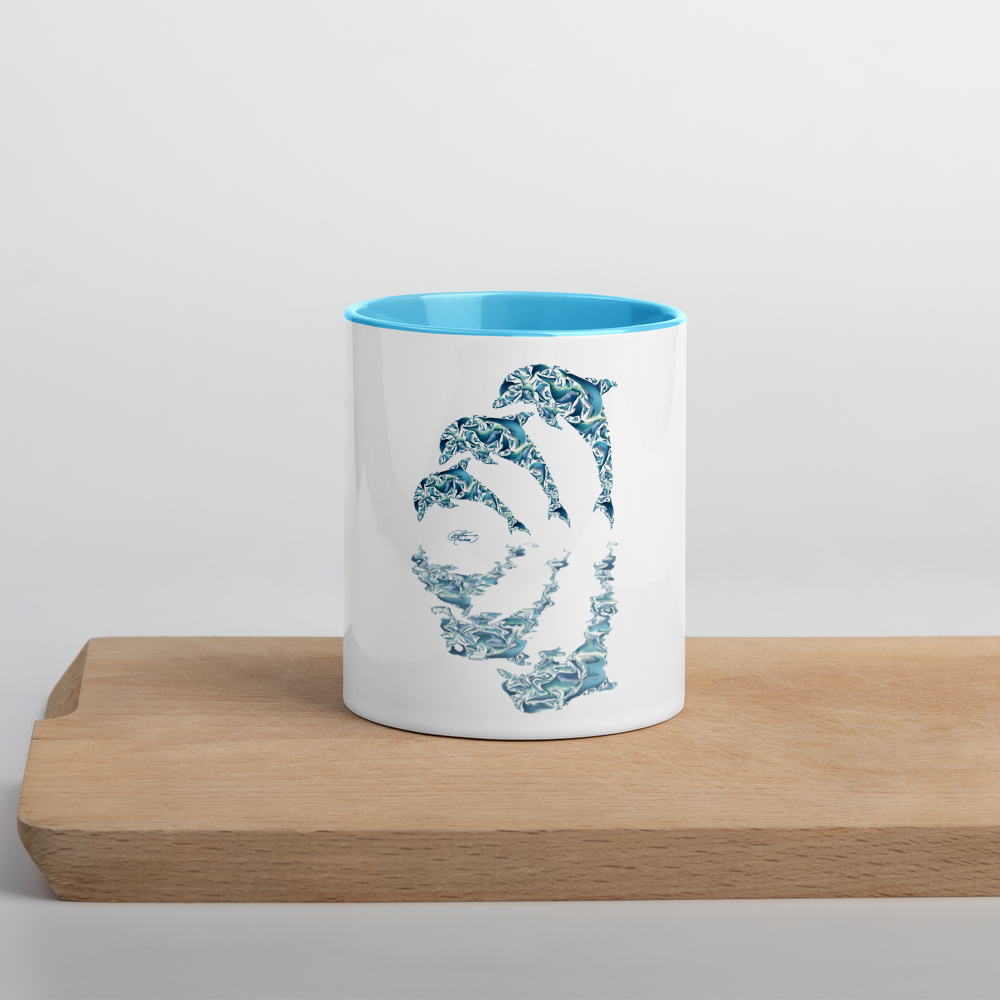 Dolphin Collage Mug with Blue Color Inside
