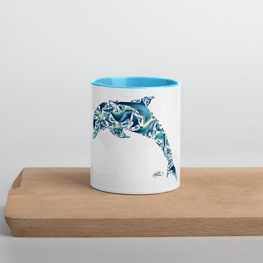 Dolphin Collage Mug with Blue Color Inside