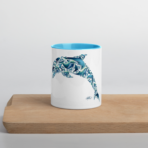 Dolphin Collage Mug with Blue Color Inside