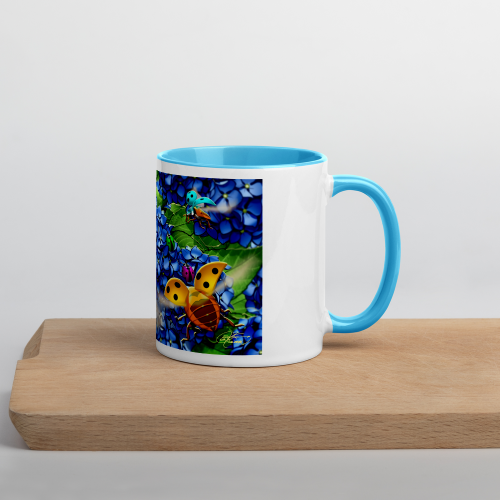 Ladybug & Poinsettia Mug with Color Inside