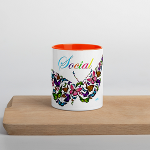 Social Butterfly Mug with Color Inside