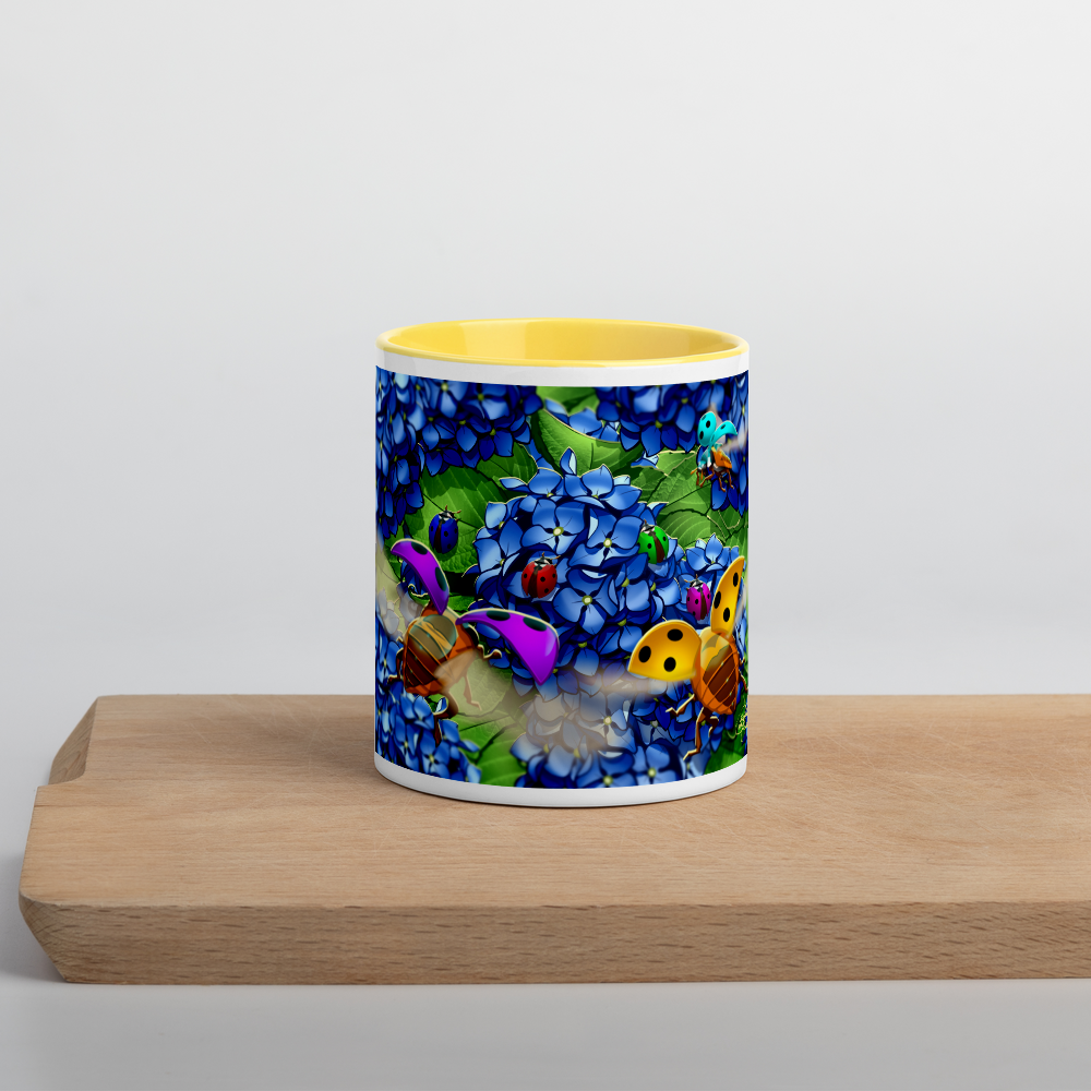 Ladybug & Poinsettia Mug with Color Inside
