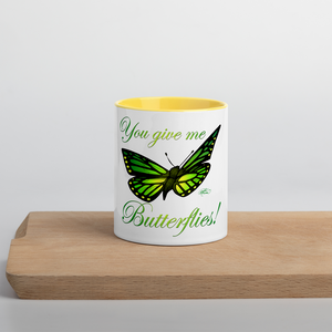 Green Butterfly Mug with Yellow Color Inside