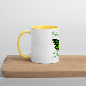 Green Butterfly Mug with Yellow Color Inside
