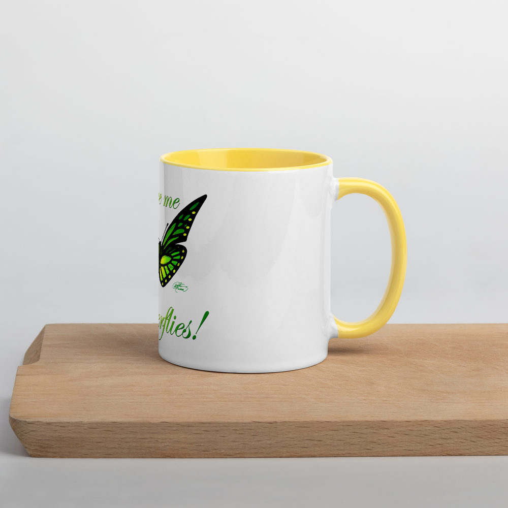 Green Butterfly Mug with Yellow Color Inside