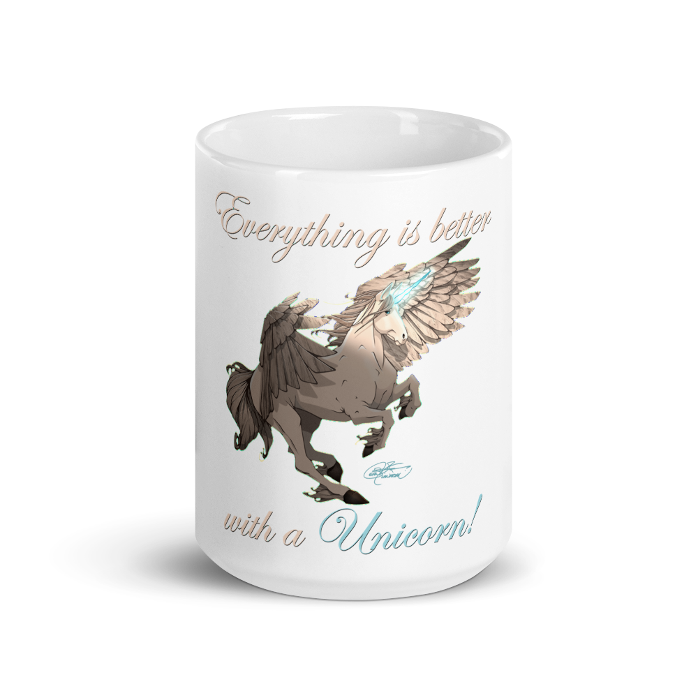 White Glossy Pegasus Unicorn Mug