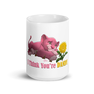 White Glossy Dandy Lion Mug