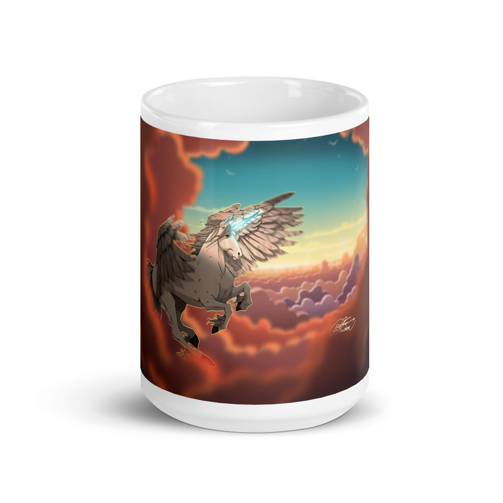 White Glossy Pegasus Unicorn Mug