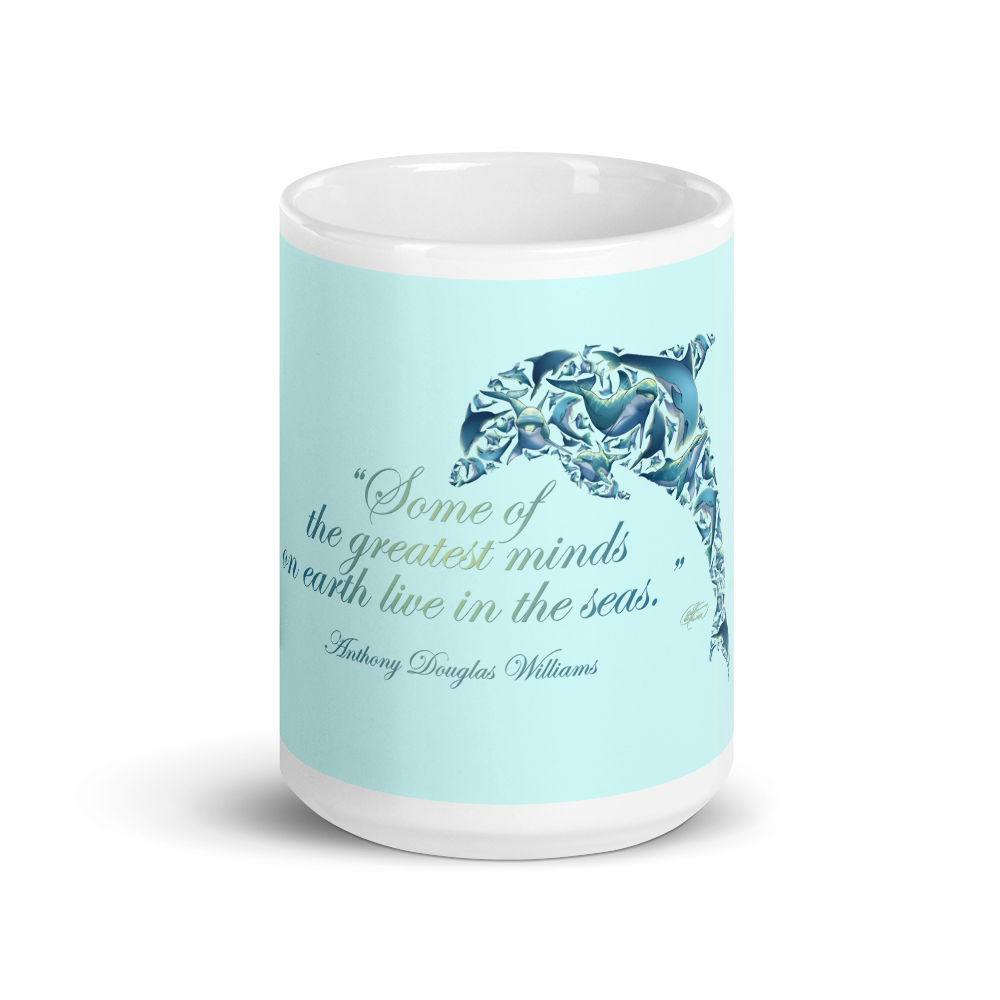 White Glossy Dolphin Collage Mug