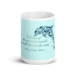 White Glossy Dolphin Collage Mug