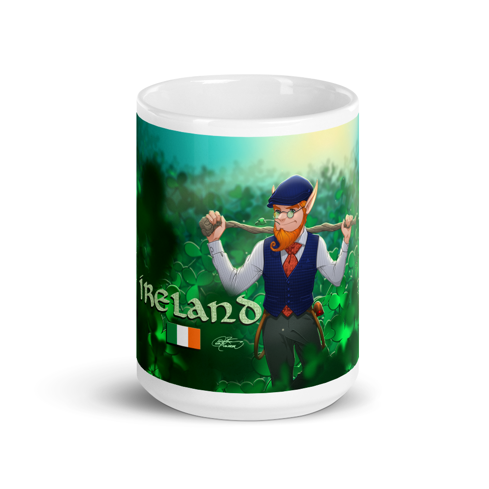 White Ireland Leprechaun Glossy Mug