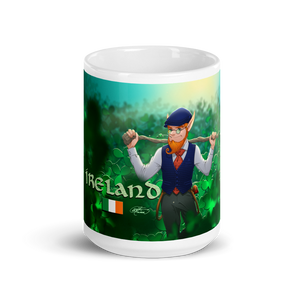 White Ireland Leprechaun Glossy Mug