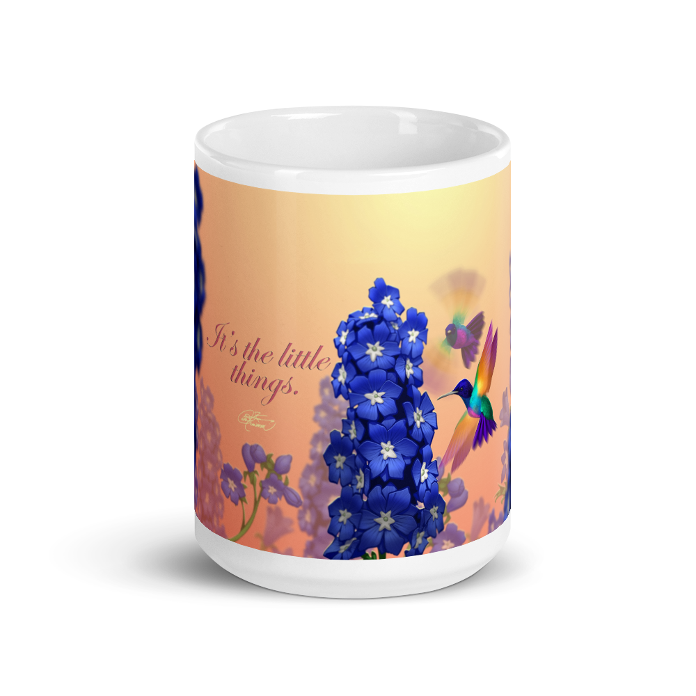 White Hummingbirds Glossy Mug