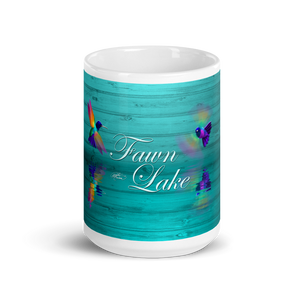 White Glossy Fawn Lake Hummingbirds Mug