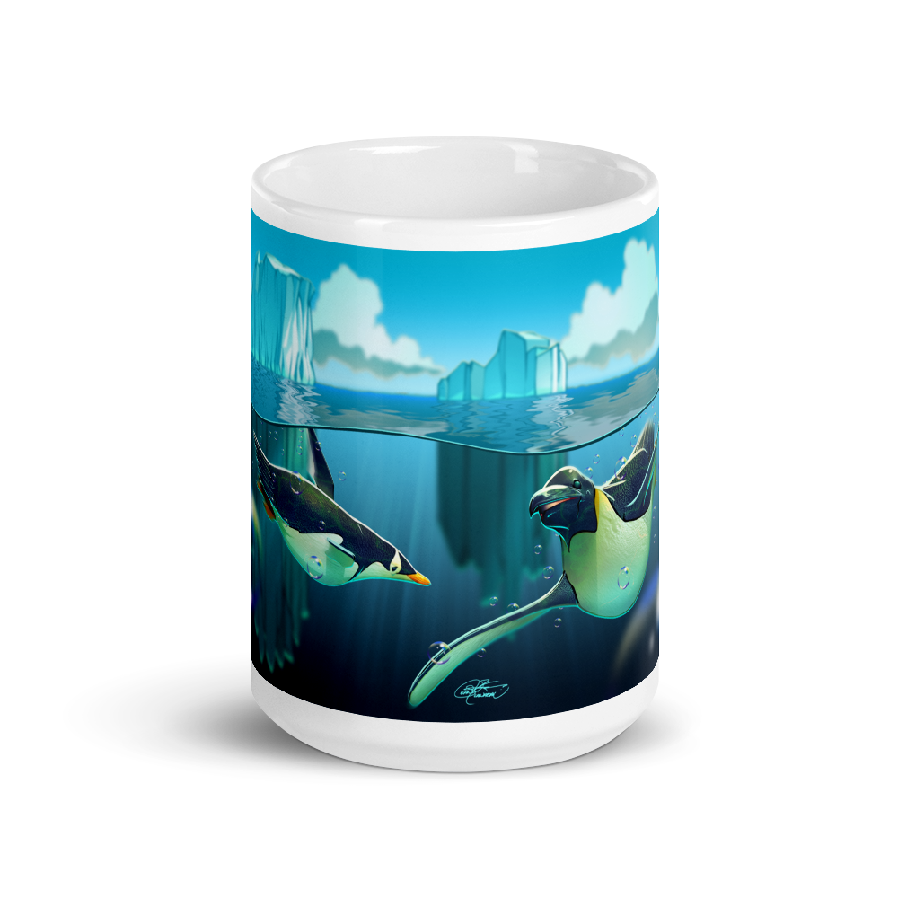 White Antarctic Penguins Glossy Mug
