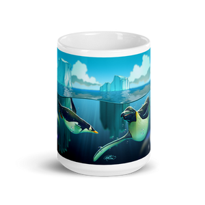 White Antarctic Penguins Glossy Mug