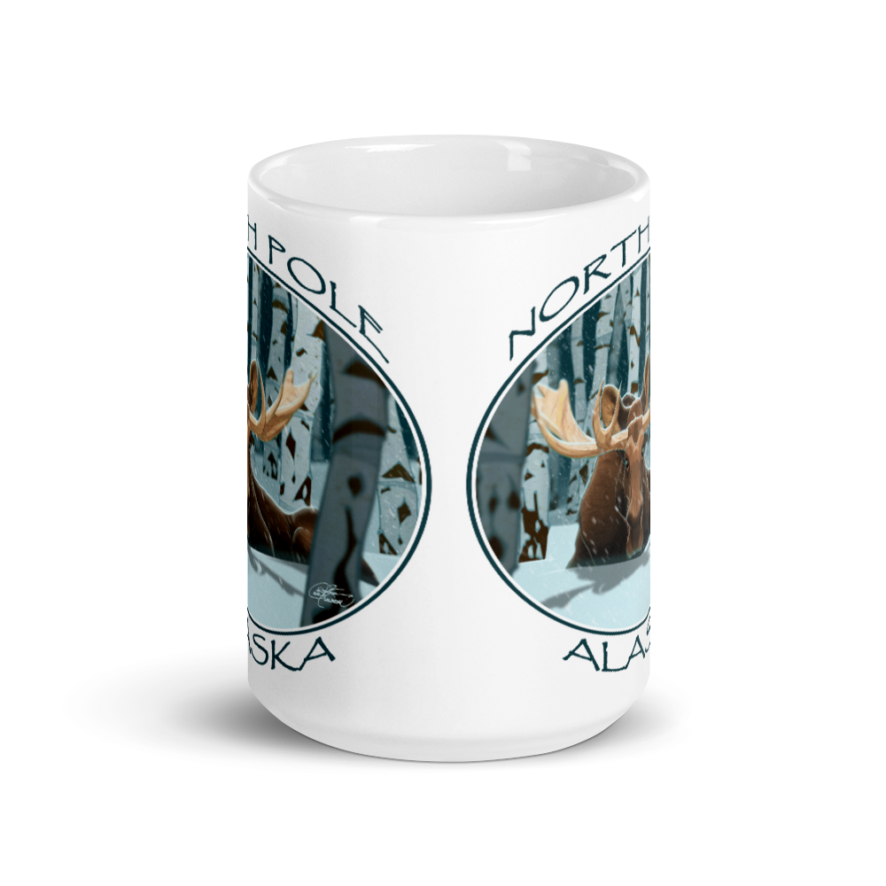 White Glossy Alaskan Moose Mug