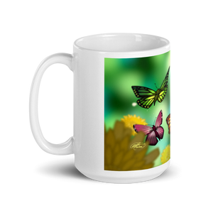 White Glossy Butterfly Mug