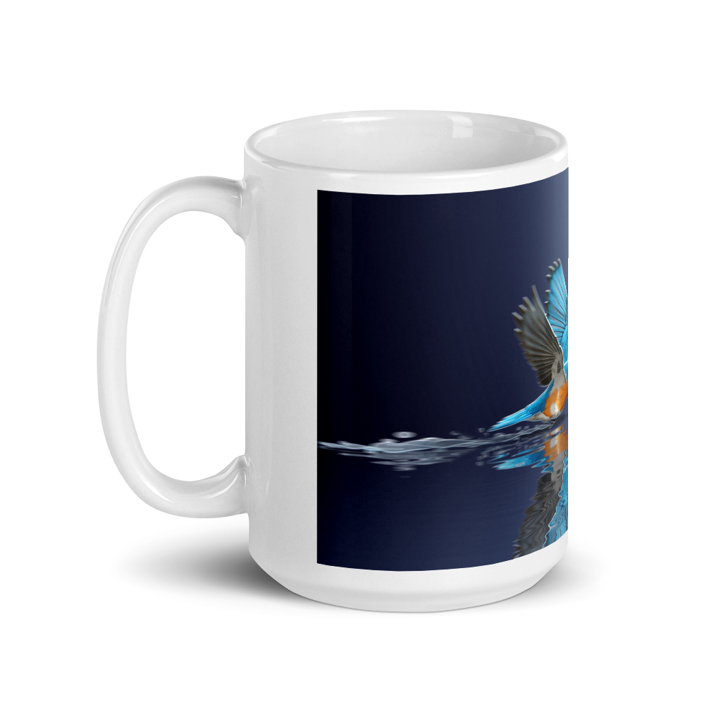 White Glossy Fawn Lake Bluebird Mug