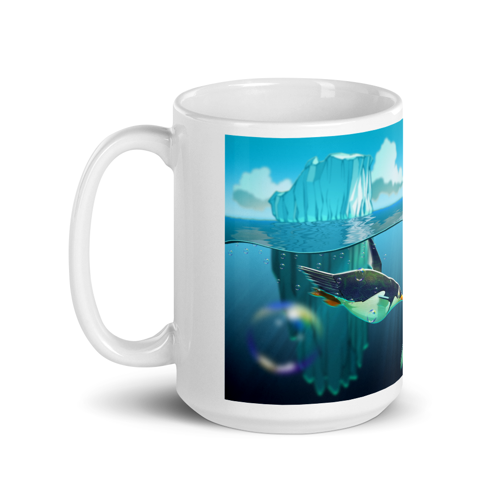 White Antarctic Penguins Glossy Mug