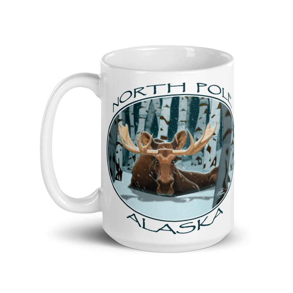 White Glossy Alaskan Moose Mug
