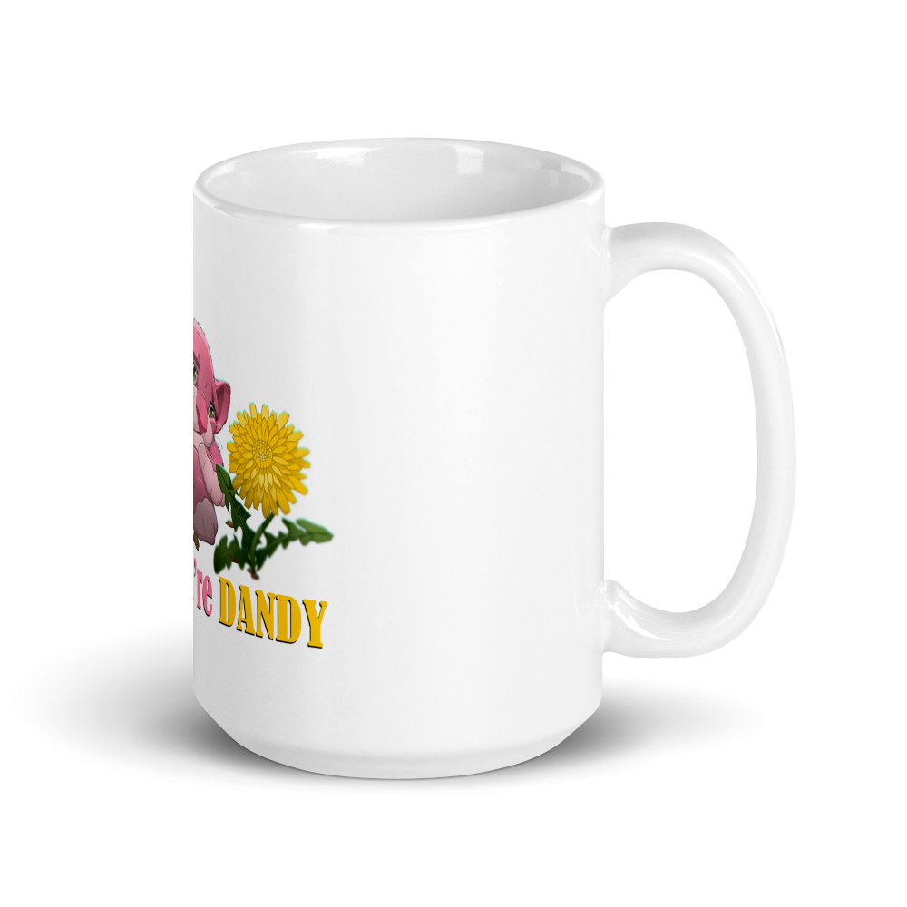 White Glossy Dandy Lion Mug