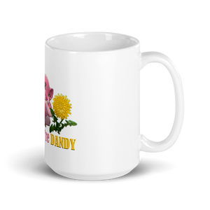 White Glossy Dandy Lion Mug