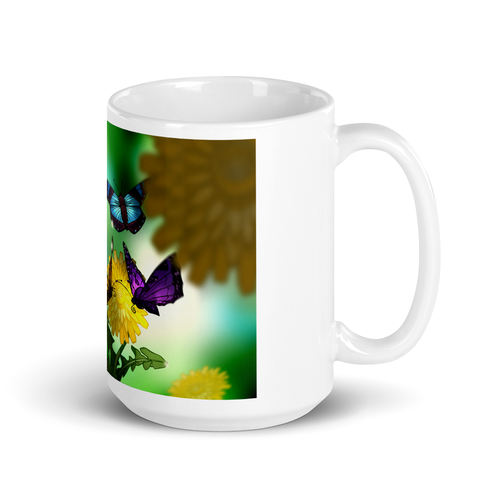 White Glossy Butterfly Mug