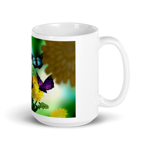 White Glossy Butterfly Mug