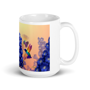 White Hummingbirds Glossy Mug
