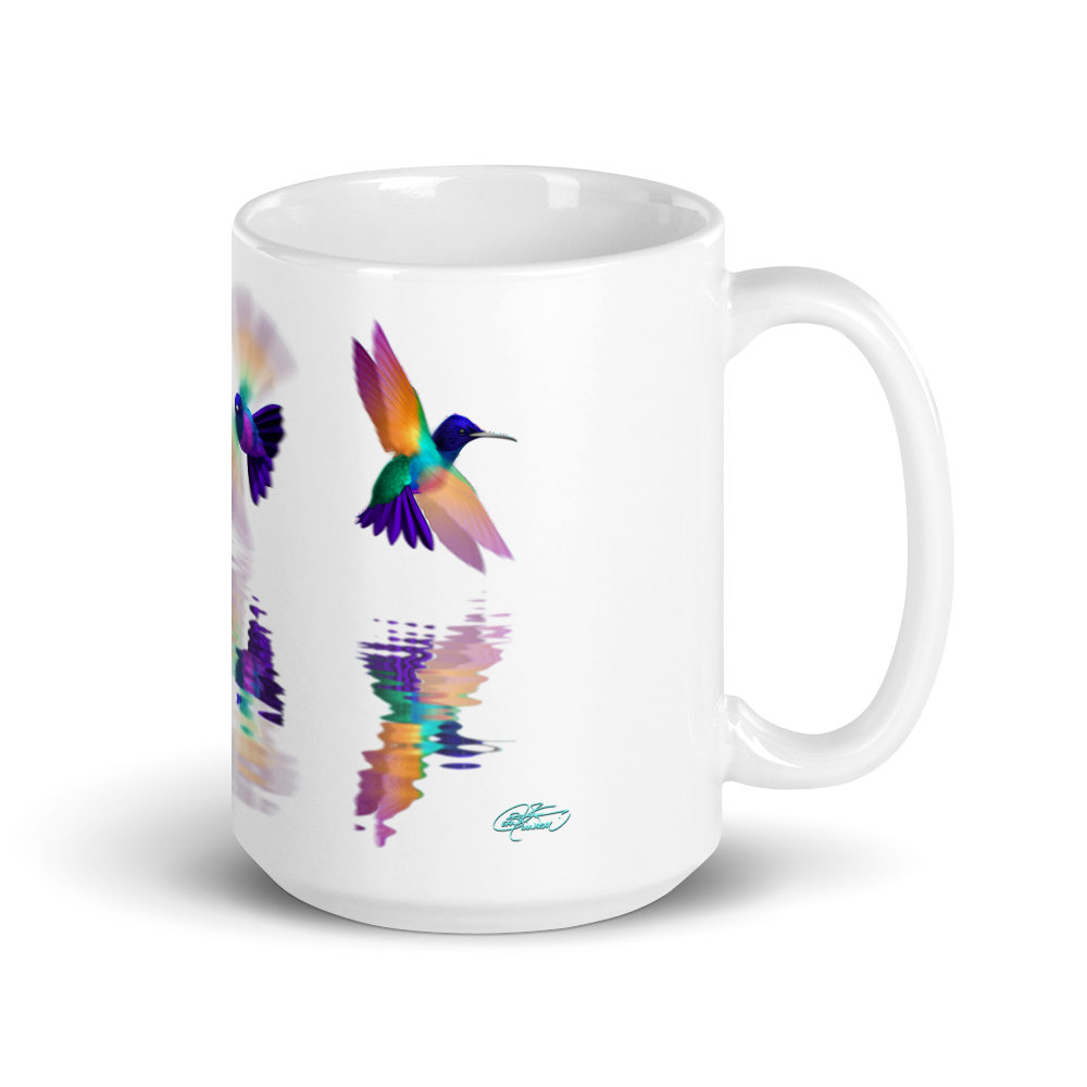 White Hummingbirds Glossy Mug