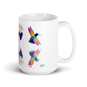 White Hummingbirds Glossy Mug