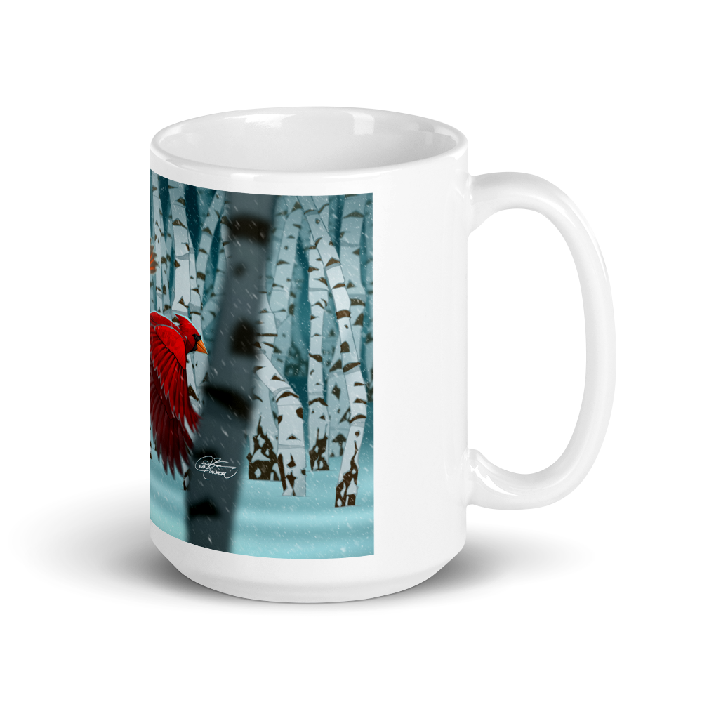 Cardinals In Snow White Glossy Mug