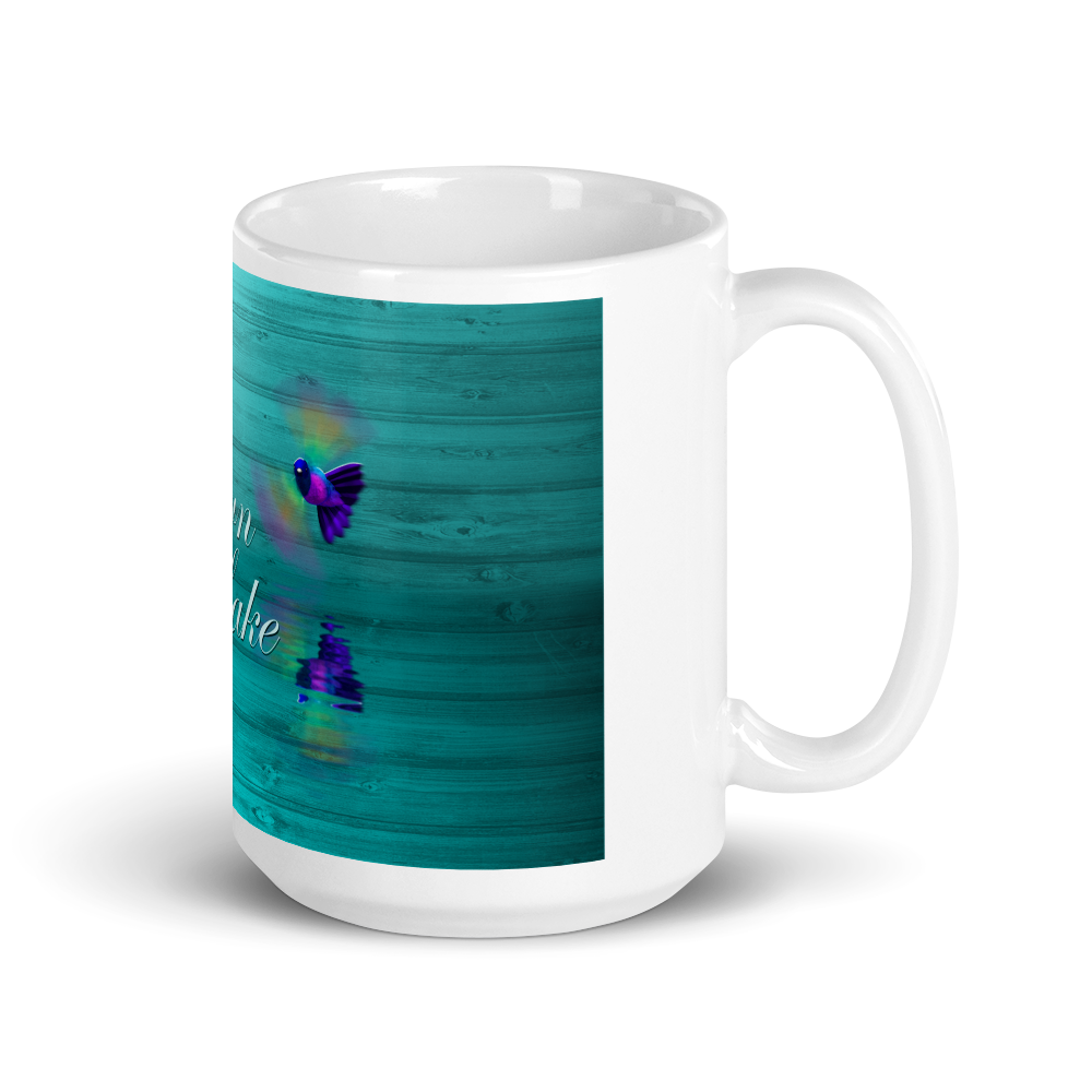 White Glossy Fawn Lake Hummingbirds Mug