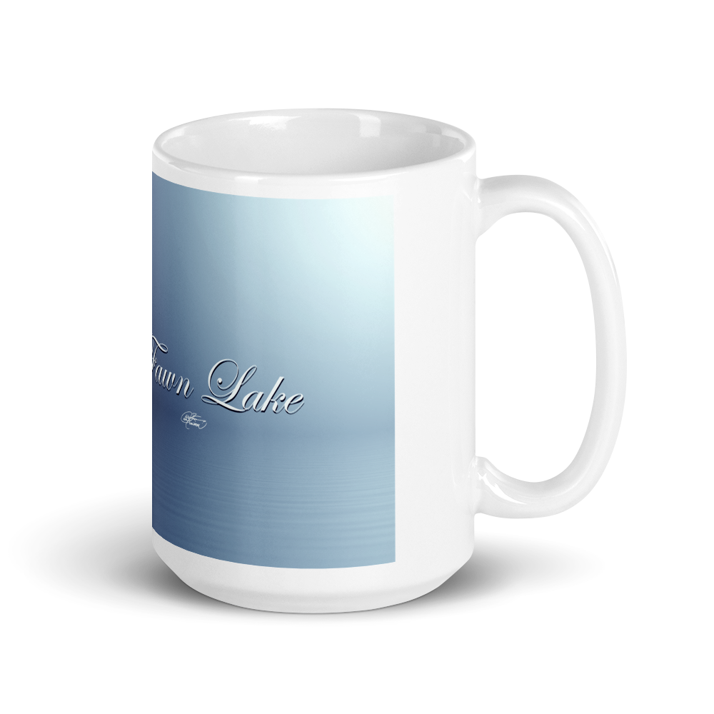 White Glossy Fawn Lake Bluebird Mug