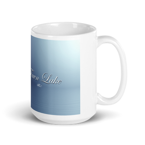 White Glossy Fawn Lake Bluebird Mug
