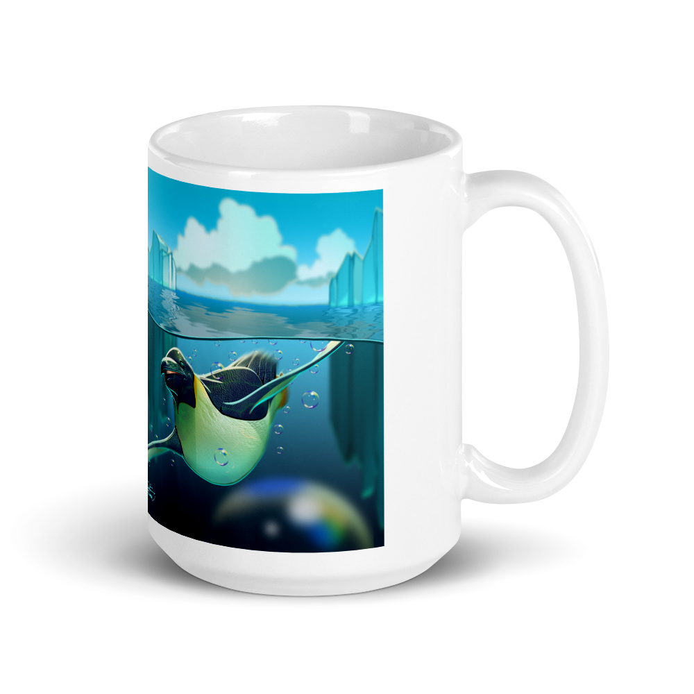 White Antarctic Penguins Glossy Mug