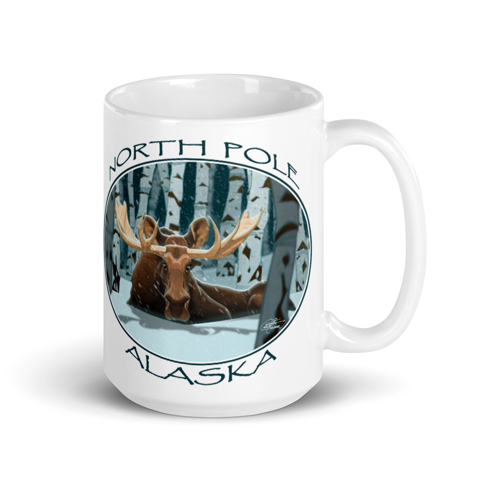 White Glossy Alaskan Moose Mug
